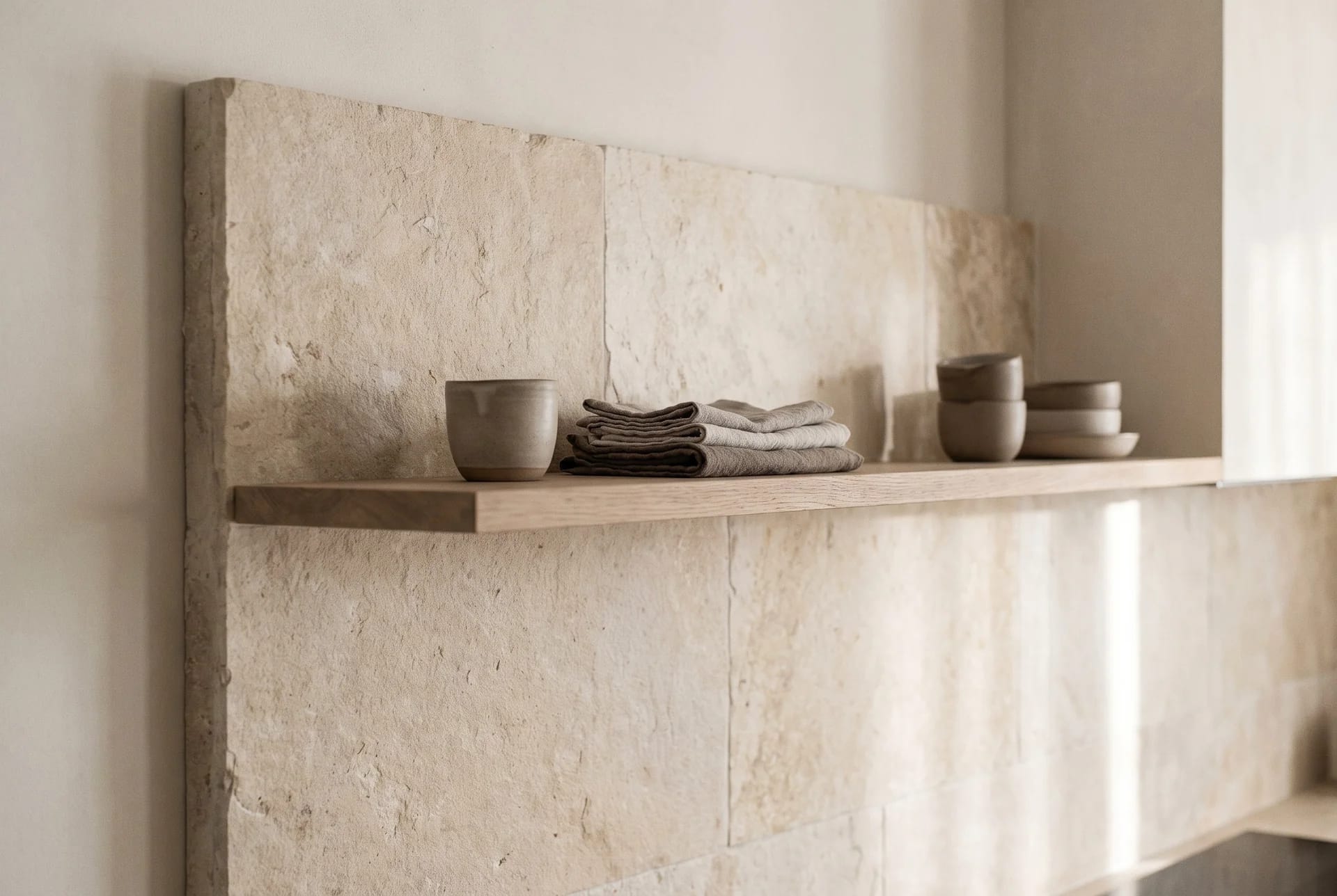 Warm tile kitchen backsplash — VM Power Kitchen & Bath